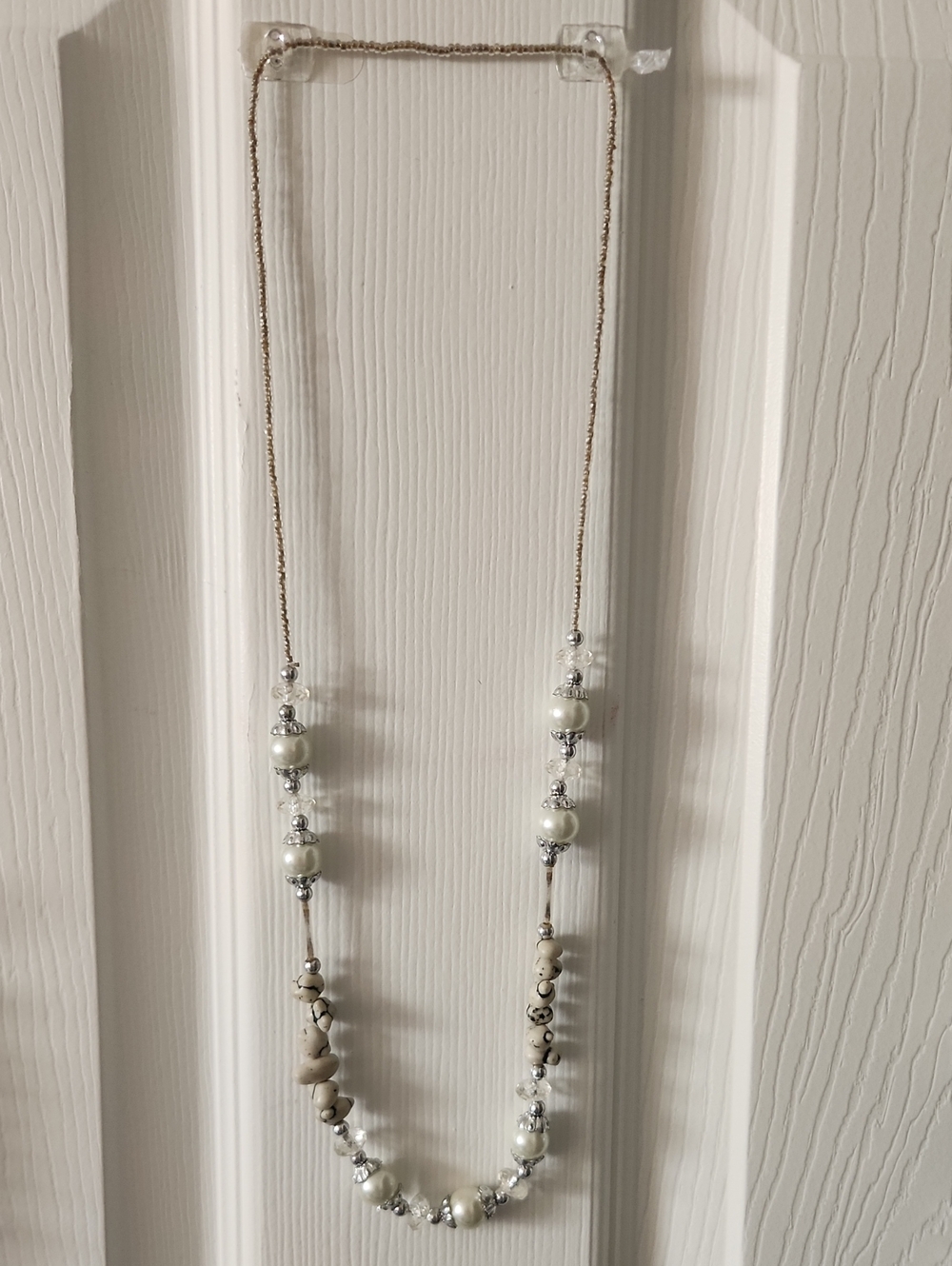 Elegant Cream and Silver Beaded Necklace - Women Jewelry